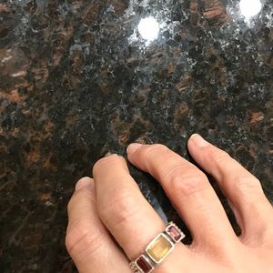 SS genuine Garnet and citrine ring